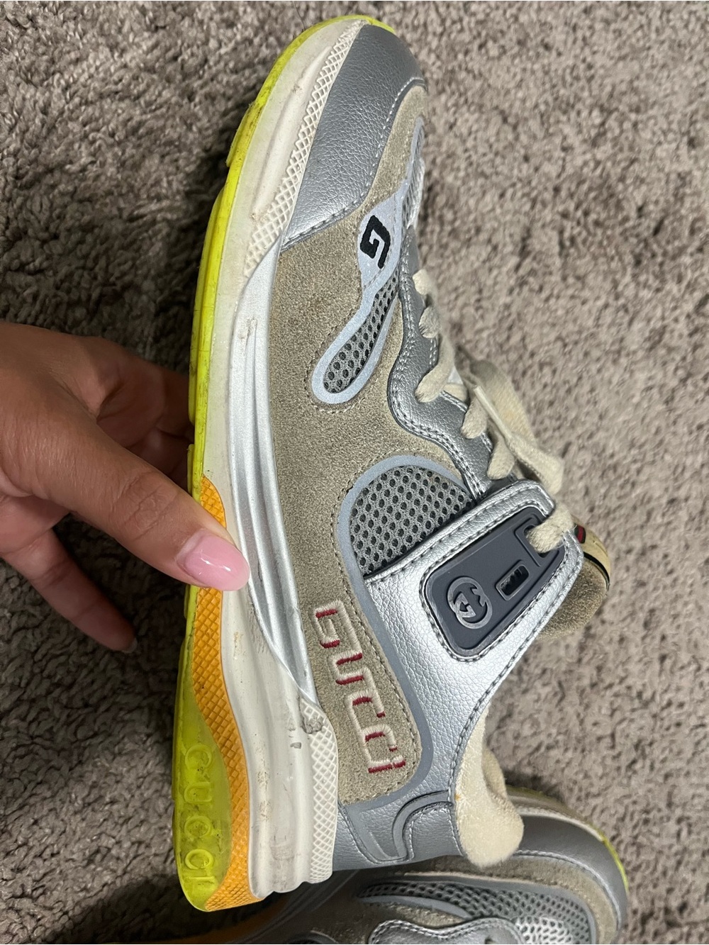 Gucci Ultrapace Silver Metallic Sneakers - Picture 5 of 16